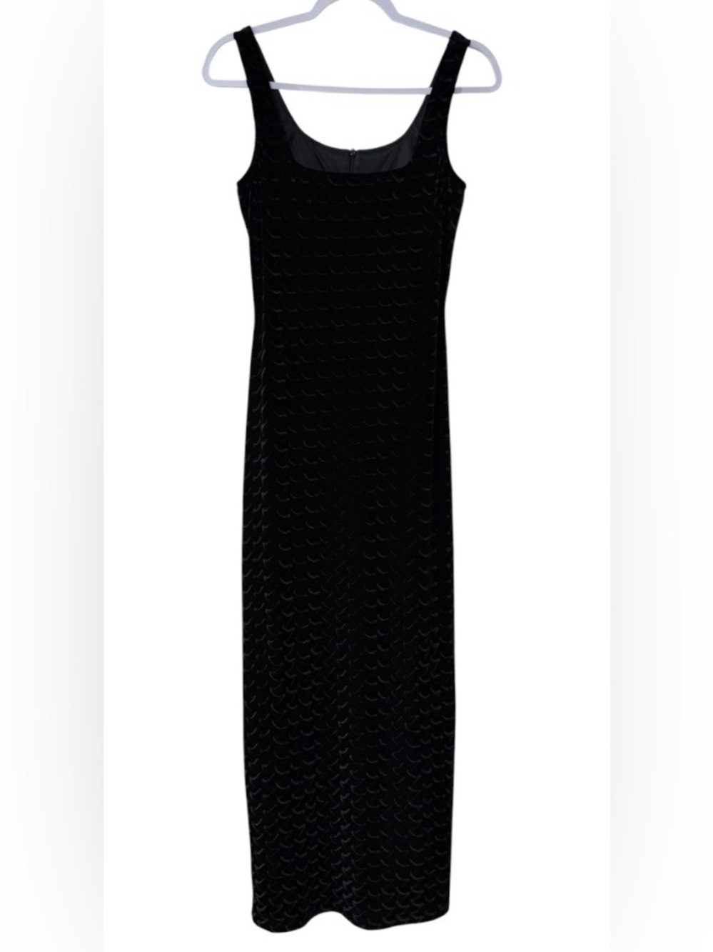 Vintage 90s Algo women’s 12 sleeveless burnout black wave design velvet dress